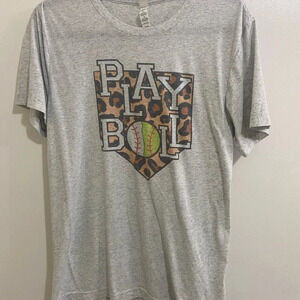 Play Ball gray t-shirt size medium baseball softball